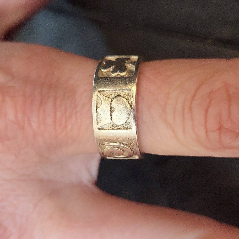 925 Silver Celtic Claddagh Irish Shamrock Band Ring
